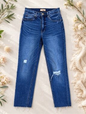 KUT from the Kloth Rachael High Rise Fab Ab Mom Jeans Distressed Raw Hem Size 0
